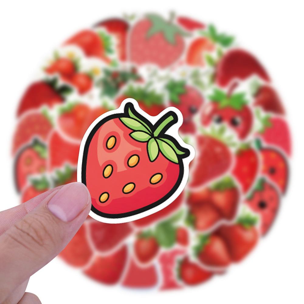 10/55Pcs Cartoon Cute Fruit Strawberry Series Waterproof Stickers Aesthetic Skateboarding Snowboard Guitar Retro Vinyl Sticker