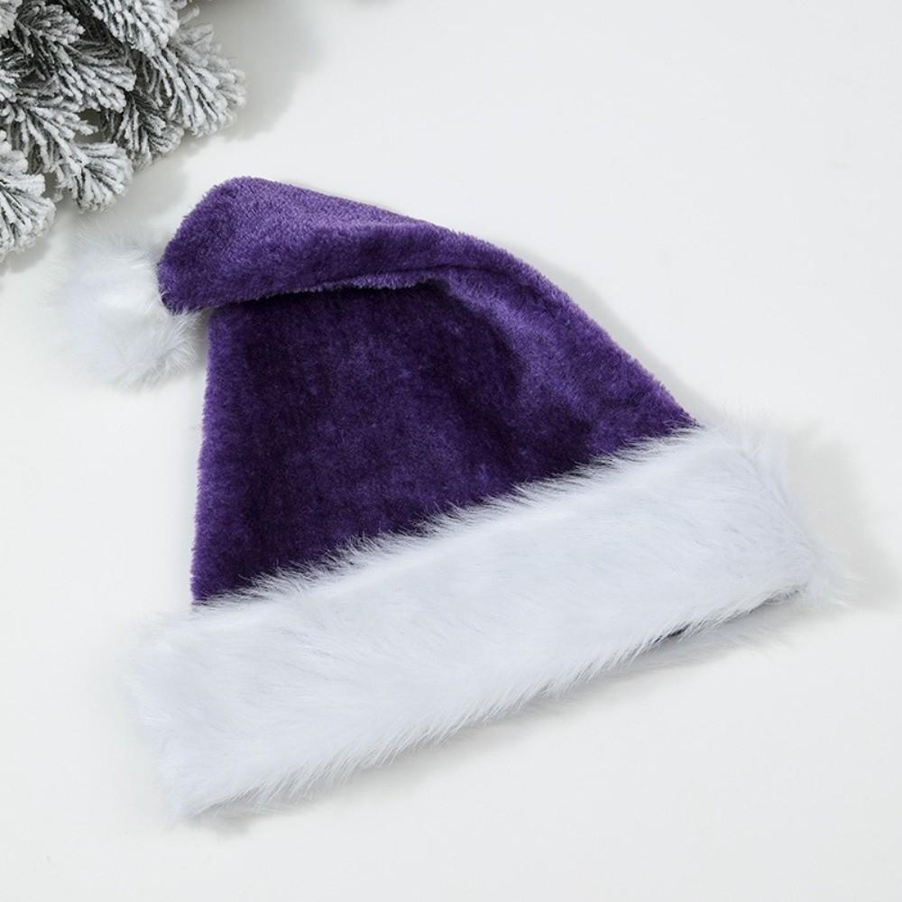 with Pompom Fur Xmas Cap Plush Santa Claus Hat Fashion Plush Christmas Hat  Cosplay Supplies