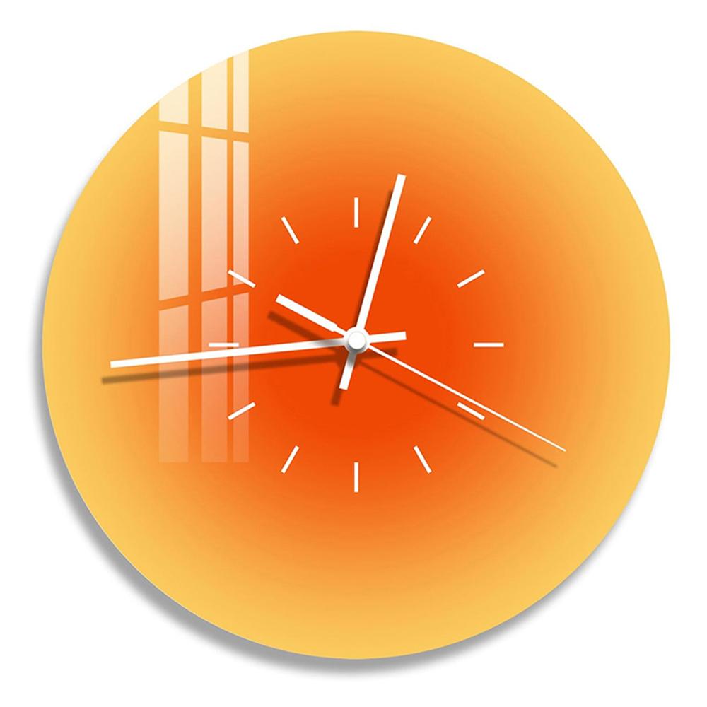 

12-дюймовий настінний годинник «Захід сонця» з циферблатом, безшумний скляний годинник з градієнтом для дому (Немає акумулятора) Orange