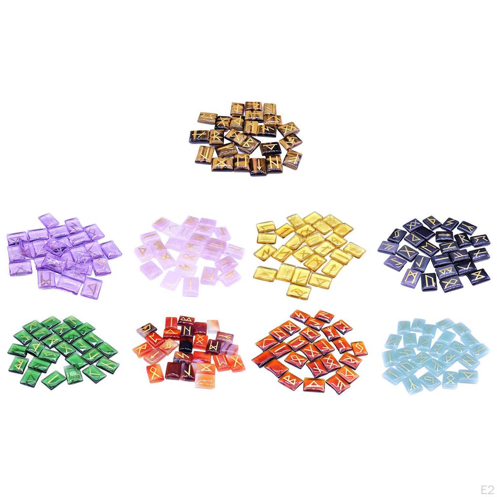 25Pcs Rune Chakras Runes s,Crystal Rectangle Shaped Pendant Decor