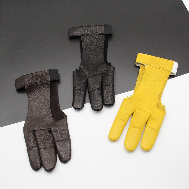 Hirschleder Bogenschießhandschuhe - Anti-Rutsch-Fingerschutz für erwachsene Jäger