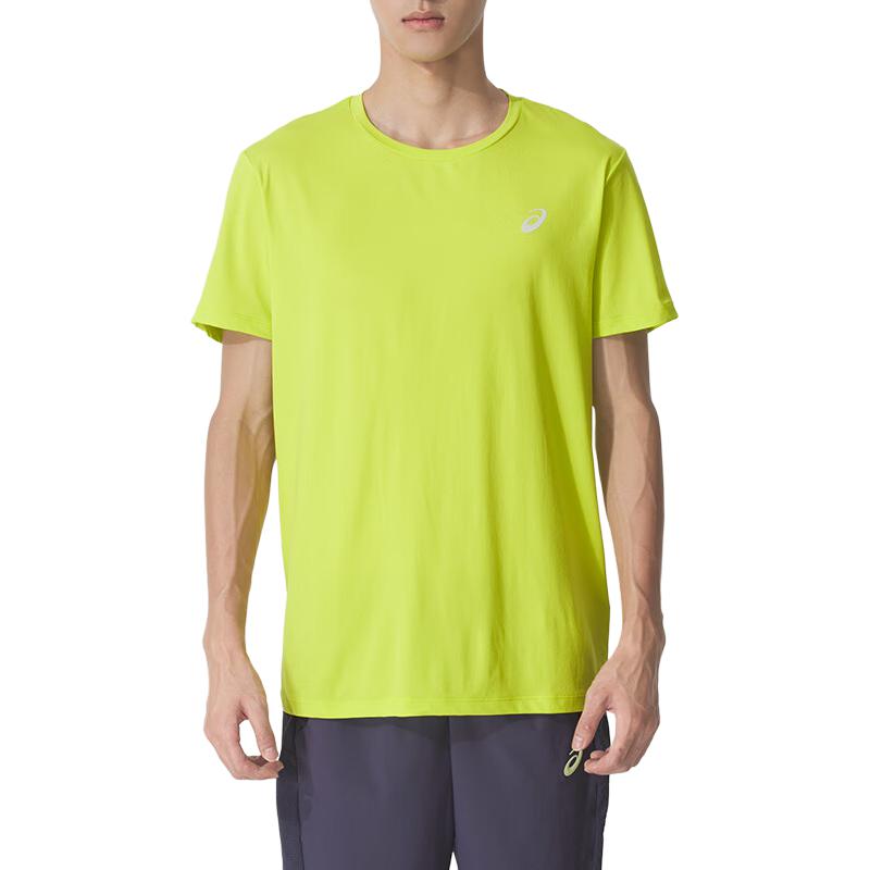 Asics T Shirts Men's Neon Green Crew Neck Moderate 2011D471-300