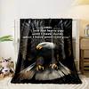 A majestic eagle with outstretched wings and a biblical verse overlay. for all seasons blanket lunch break throw gift