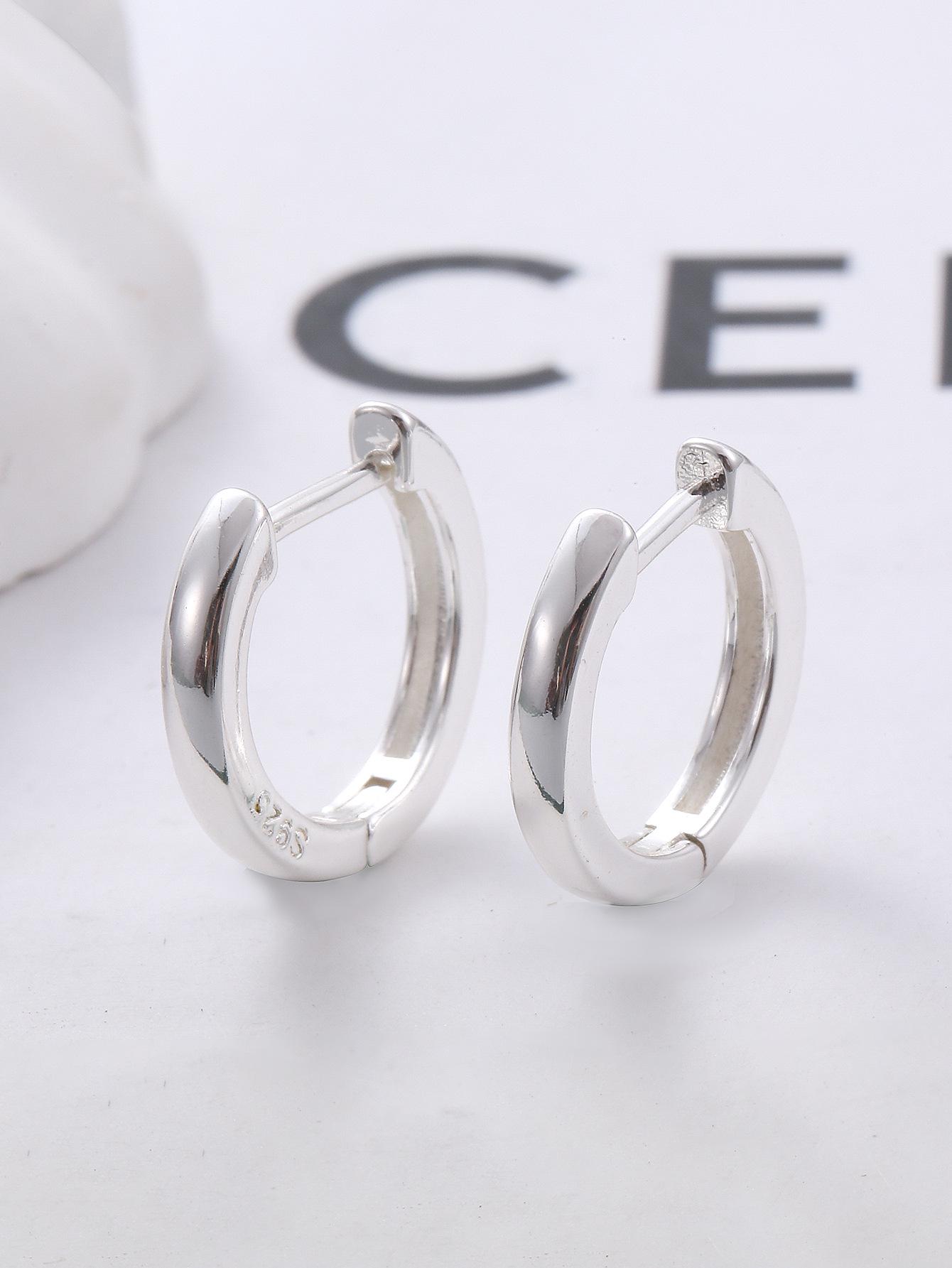 Европейские и американские серебряные серьги-кольца, трансграничные: Модный, Простой, Толстый дизайн серебряный