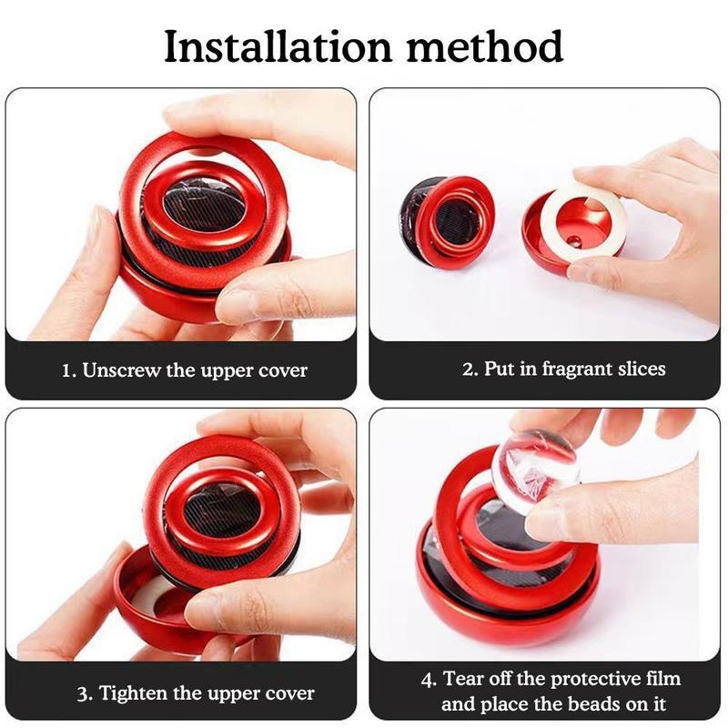1pcs Solar Aromatherapy Ornaments Car Double Suspended Crystal Ball Rotating Aromatherapy Perfume Ornaments Creative Ornaments