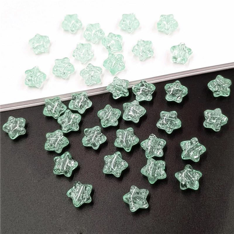 Loose Beads 50pcs Handmade Materials Imitation Glass Fashion Flat Bottom Bracelet Necklace Accessories Five-pointed Star 10mm DIY Burst