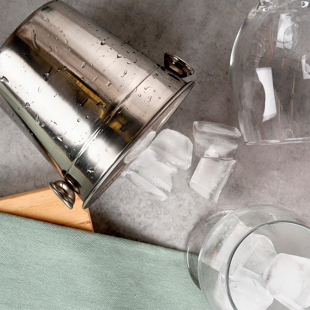 Małe Wiaderko Do Lodu Stalowe Pojemnik Barowy Na Lód Do Napojów Stół 700 Ml