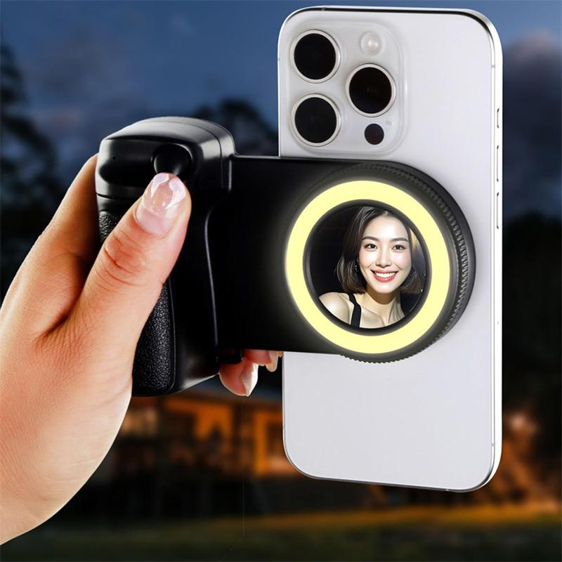 

Magnetic Selfie Ring Light Phone Camera Grip Handle Stablizer Holder Stand LED Fill Light for Magsafe IPhone 17 16 Pro Shooting чёрный