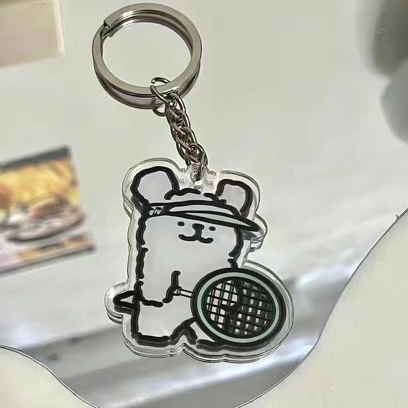 Cartoon Line Puppy Play Badminton Series Keychain Schoolbag Hangings Decoration Accessries Gifts
