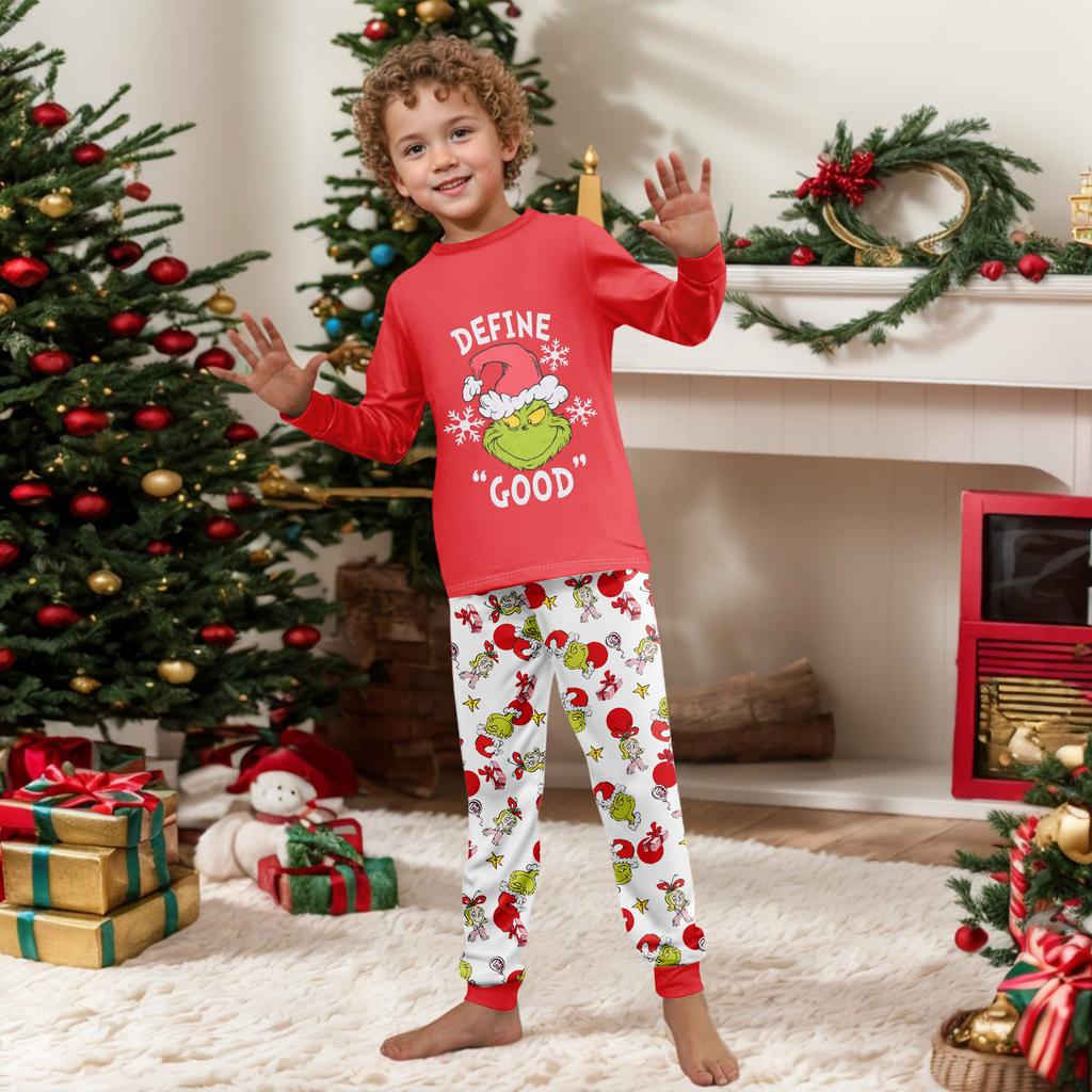 Print Cute Family Set Pajamas, Home Clothes, Family Set Long Sleeve Top Pants Set