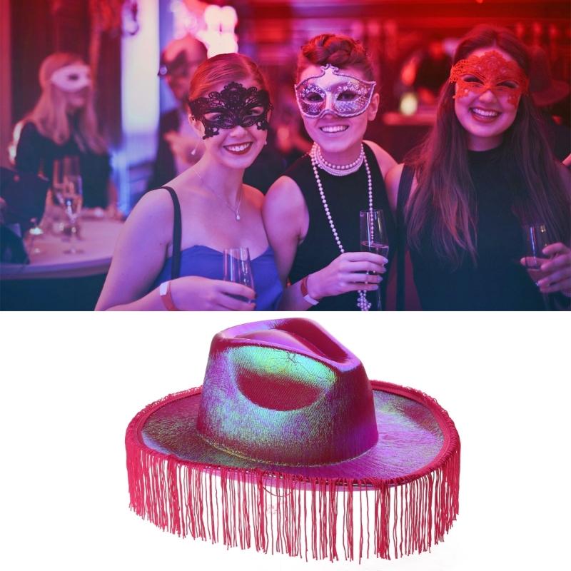 Strahlende Farbe Cowboystiefel Jazzhut für Damen Western-Cowboyhut Kirchenhut Model Show Cowboyhut Filzhut Erwachsenenmännerhut