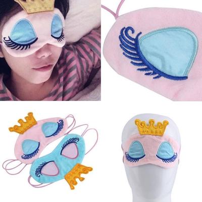 Cute Eyes Cover Crown Style Travel Sleeping Blindfold Shade Eye Mask (Color:Light blue,Pink)