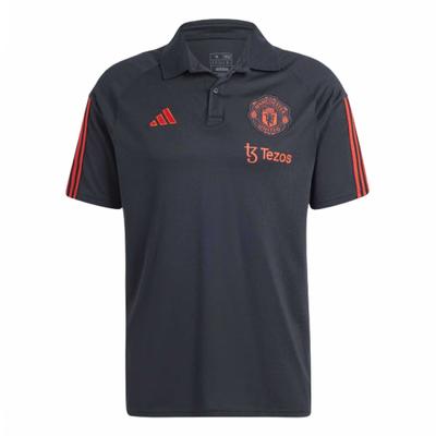 Manchester United Tiro 23 Striped Logo Football Short Sleeve Polo Shirt Men Polo Shirts Black IM0521