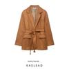 Kaslead New Women Clothes Western Style Fashion Simple and Versatile Suede Leather Blazers 4341747