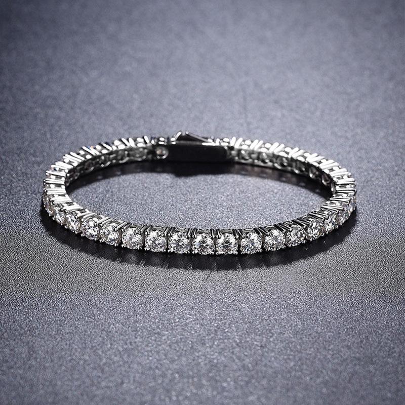 Hidden buckle full of diamond moissanite bracelet, male and female couples S925 sterling silver flash simple trendy light luxury temperament