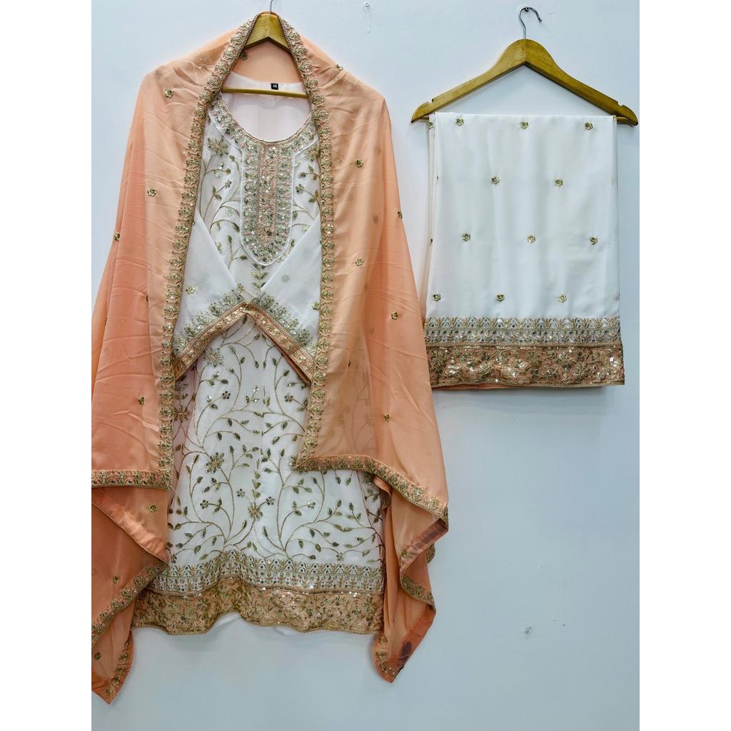 Heavy Faux Georgette Paksiatni Salwar Kameez Indian Party Wear  Palazzo Suit