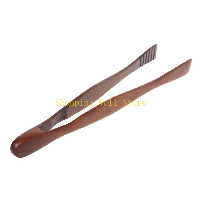 KX4B Natural Wooden Tongs Bacon Steak Pastry Clamp Bread Clip Kitchen Tool