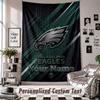 Wall Hanging Tapestry With Custom Name & Text, Philadelphia Eagles Decorative Tapestry For Bedroom