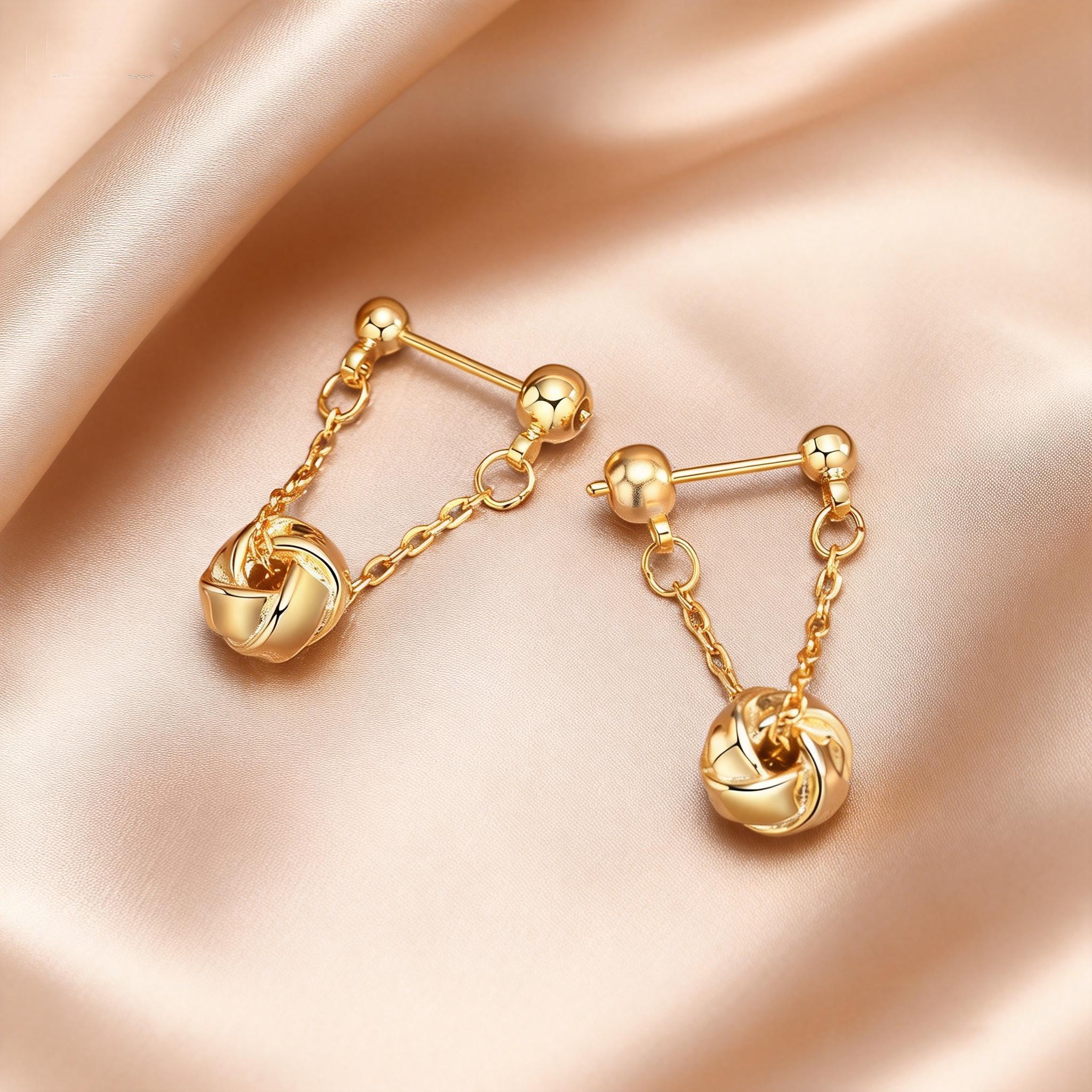 

Luxury Dainty Geometric Irregular Tassel Knot Drop Earrings for Women Waterproof Hypoallergenic Fashion Fine Ear Jewelry Gifts золотий