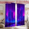 2D flat printing 2pcs Drapes Cyberpunk Cityscape Neon Glow Digital Printed Polyester Drapes Festive Wall Decor for Booths Studio