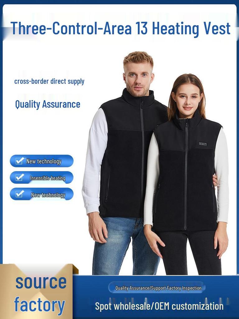 Heated Vest with Three-Control, 13-Zone Heating for Winter Comfort