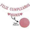 Feliz Cumpleaños Mama Banner - Spanish Happy Birthday Mom Banner, Mexican Fiesta Theme Mom' Birthday Mother's Day Party Decorations Rose Gold