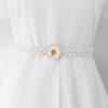 Korean Version of Women's Rhinestone Pearl Waist Chain Fashion Dress Decorative Elastic Waist Belt Women's Sweet Flower Elastic Waist Seal