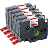 5 Pack 231 Labels Compatible with 12mm Label Tape for Label Makers PTH110 PT-D210 TZE231 TZE131 TZE431 TZE531 TZE334 TZE335(Black On Red-5PK)