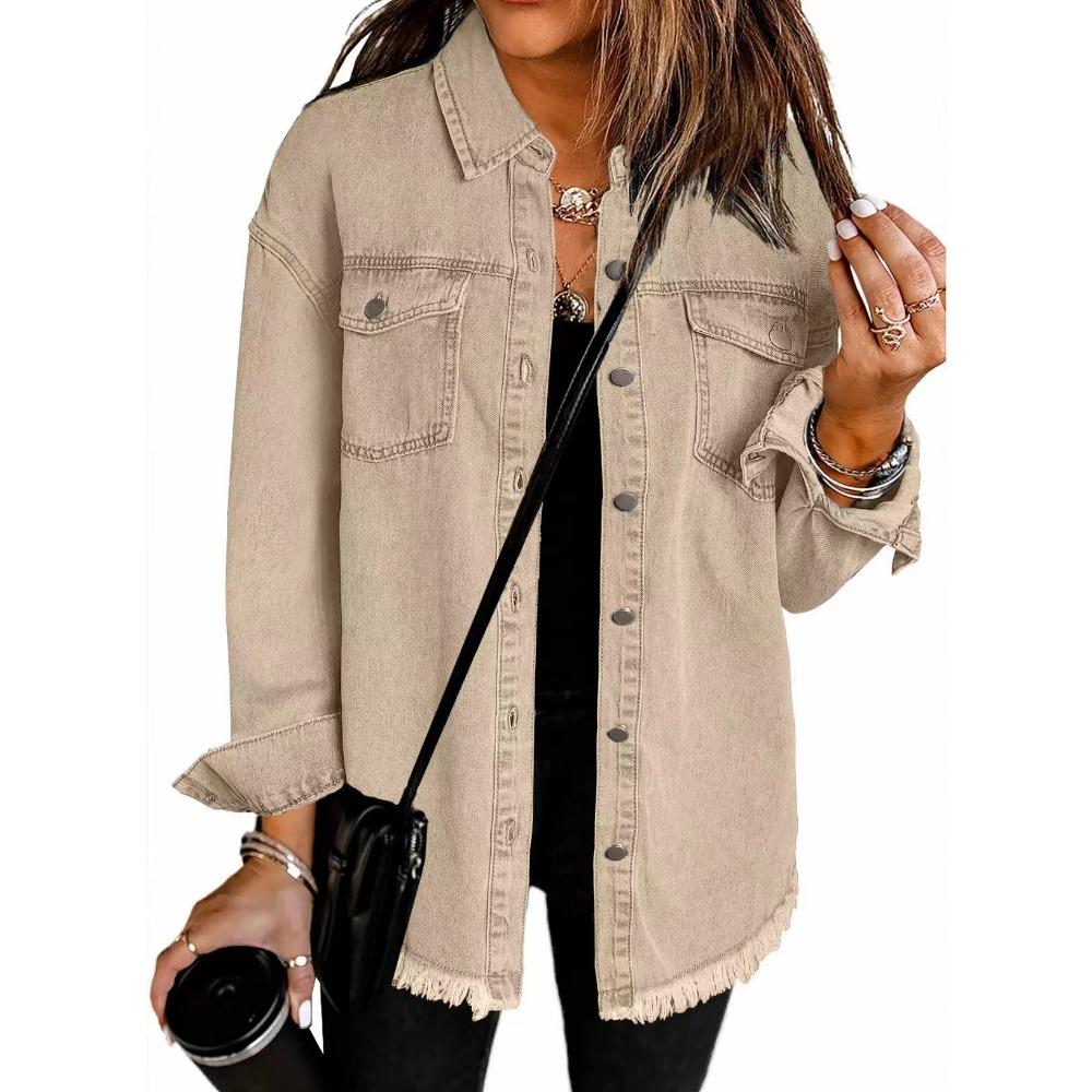 New Denim Jacket for Autumn and Winter, with A Unique Street Style and Ruffled Hem for Women