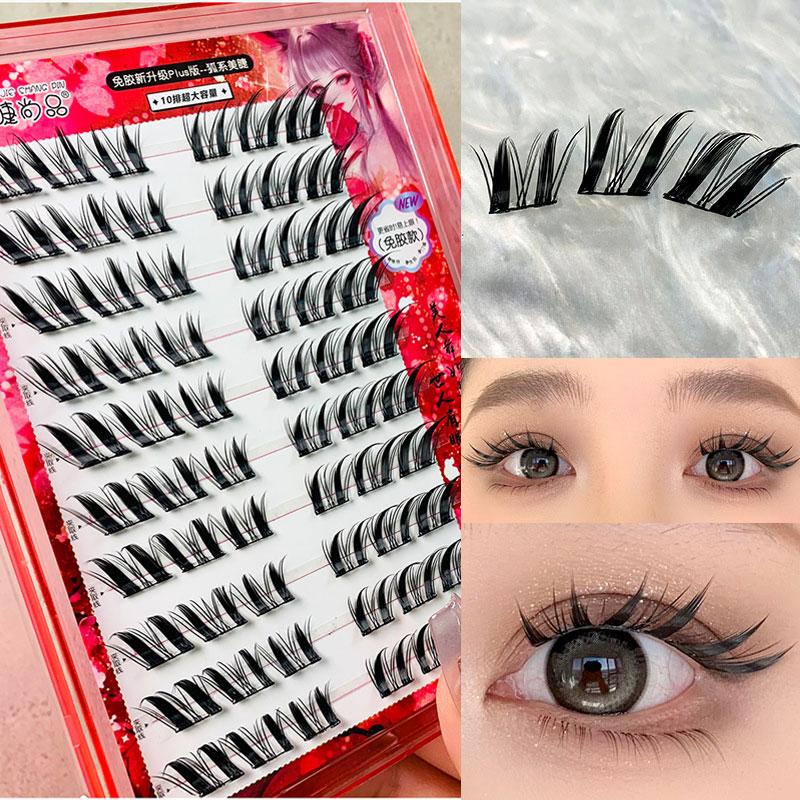 Glue-free and Make-up-free False Eyelashes 5D Fox False Eyelashes Self-adhesive Individual Eyelashes Dense Curls Eye Lashes