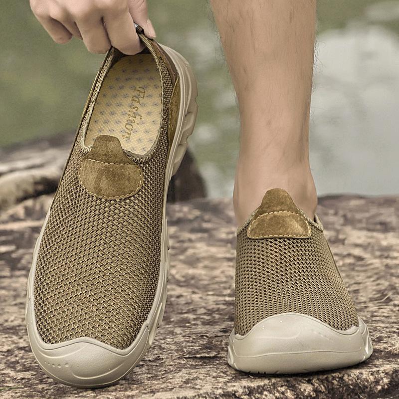 Summer Outdoor Shoes Breathable Mesh Shoes Outdoor Non-slip Walking Shoes Comfortable Sandals Men Half Slippers Casual Loafers
