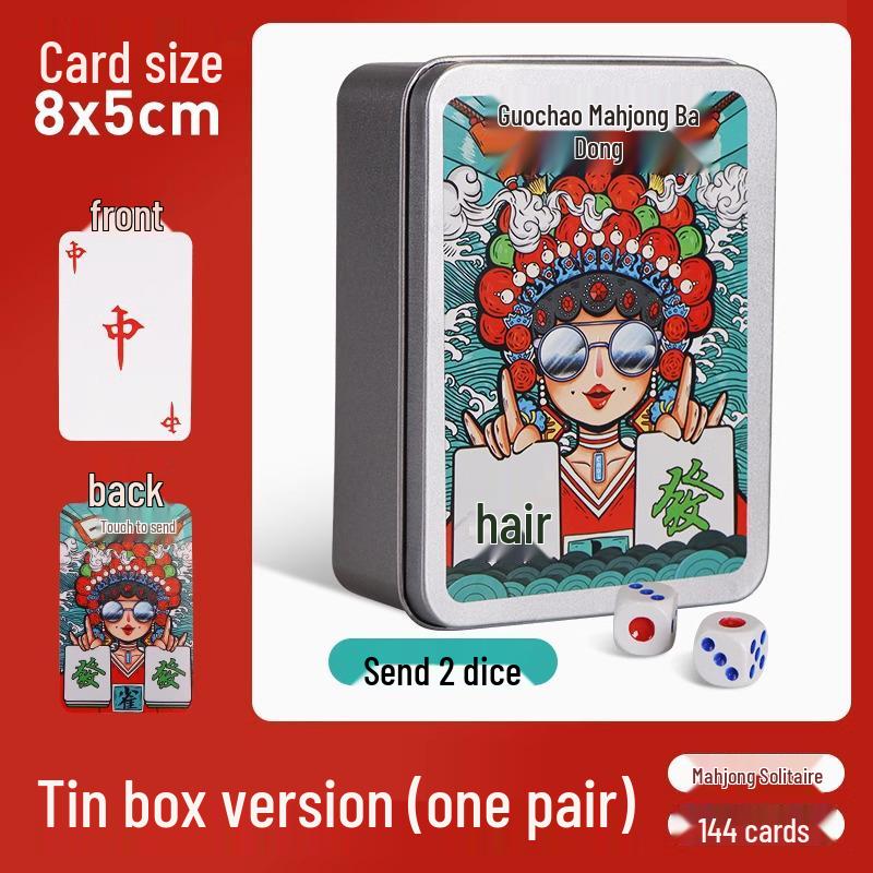 Waterproof Mini Mahjong Playing Cards: 144-Piece Set, Wear & Fold-Resistant, Unbreakable, Portable Paper Cards.