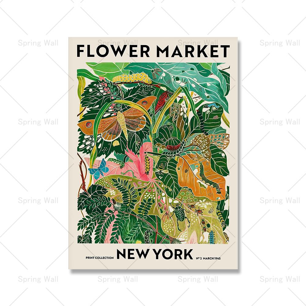 

Тропический зеленый лист Цветочный рынок плакат Матисс Кораллы Художественный принт Яёи Кусама Холст Картина Скандинавская настенная картина Декор в спальню 21x30cm No Framed