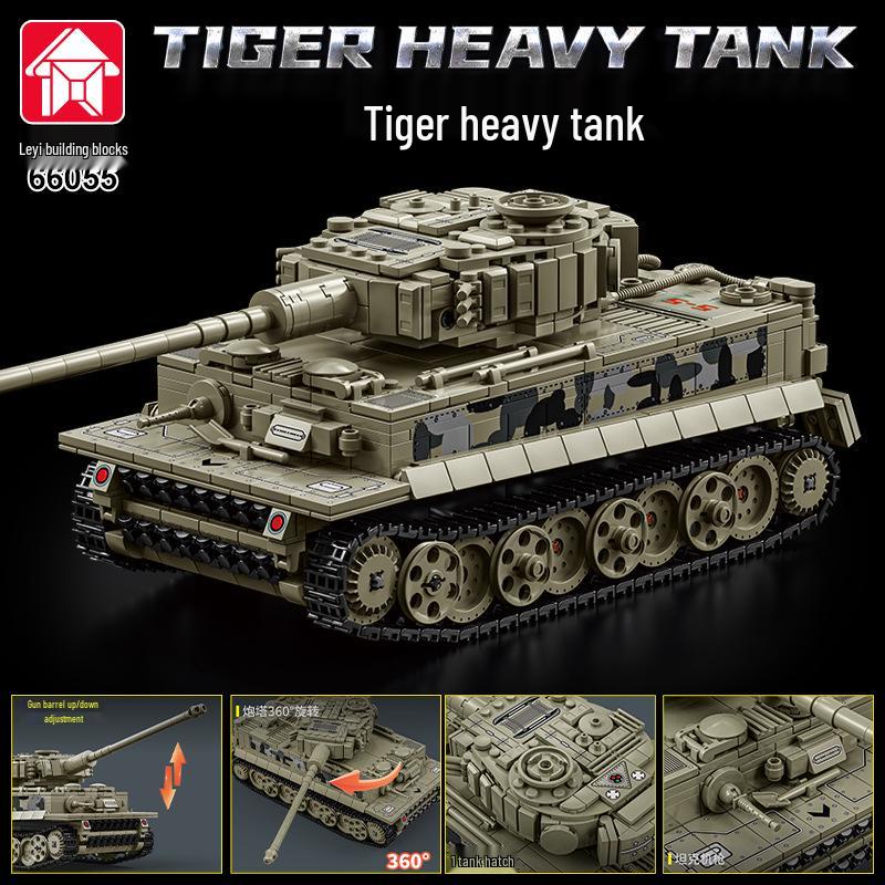 LeYi 66055 Tiger Heavy Tank Building Blocks Military Model Toy for Kids