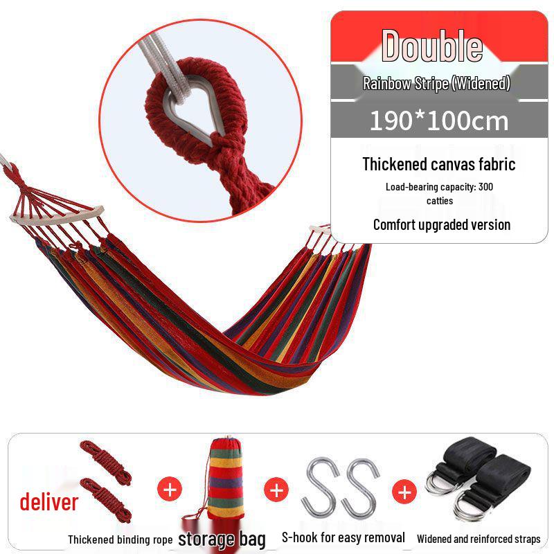 Thickened Anti-Rollover Hammock Swing Chair for Outdoor/Indoor Use - Single/Double, Child/Adult