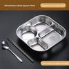 304 Food Grade Stainless Steel Meal Plate Divided with Lid Adult Three Compartment Lunch Box School Student Fast Food Plate