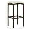 Bar Stool with Cushion 2 pcs Brown Poly Rattan