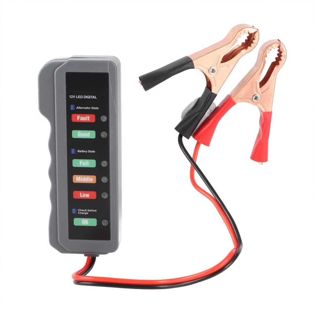 Tester akumulatora samochodowego 12 V, 6 diod LED, wyświetlacz stanu alternatora, narzędzie diagnostyczne do samochodów