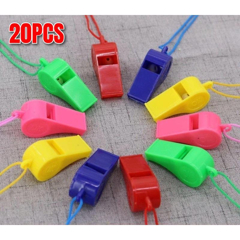 

20PCS Colorful Referee Whistles - Loud Plastic Cheerleading Accessories for Basketball Soccer Fans Sport Events & Party Favors w
