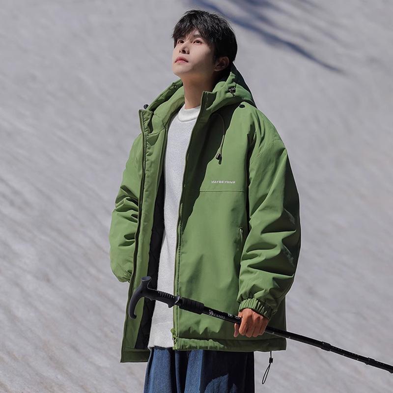 American mountain functional charging cotton clothes men's autumn and winter piled thickened three-proof loose hooded cotton-padded clothes