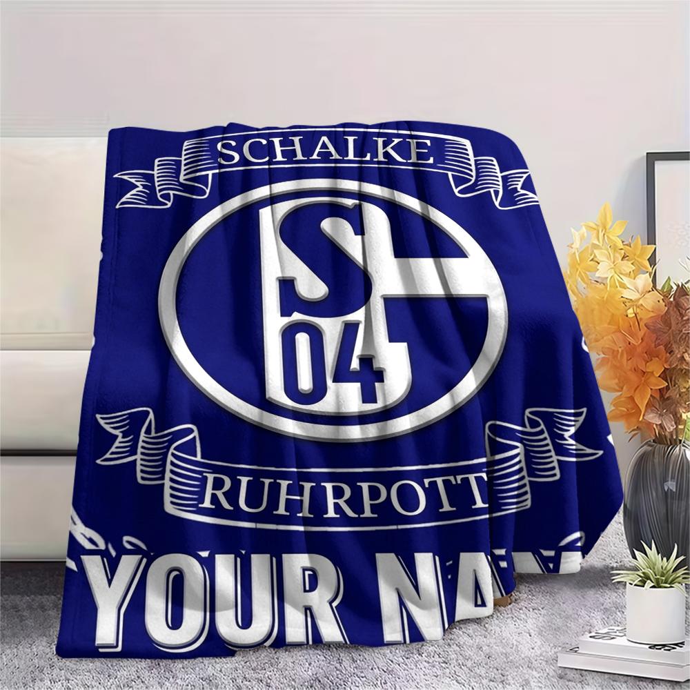 1PC Custom Name FC Schalke 04(2) Patterned Flannel Blanket Suitable For All Seasons for Home Decor Warmth and Comfort Gifts Holiday Present