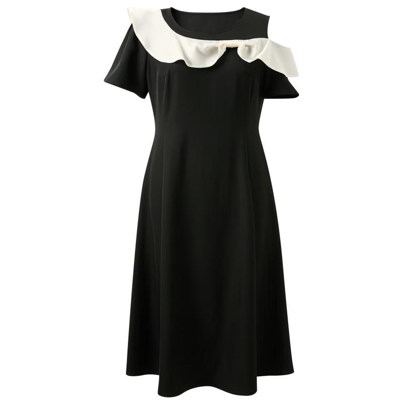 Plus Size Ruffle Hem A-Line Midi Dress L