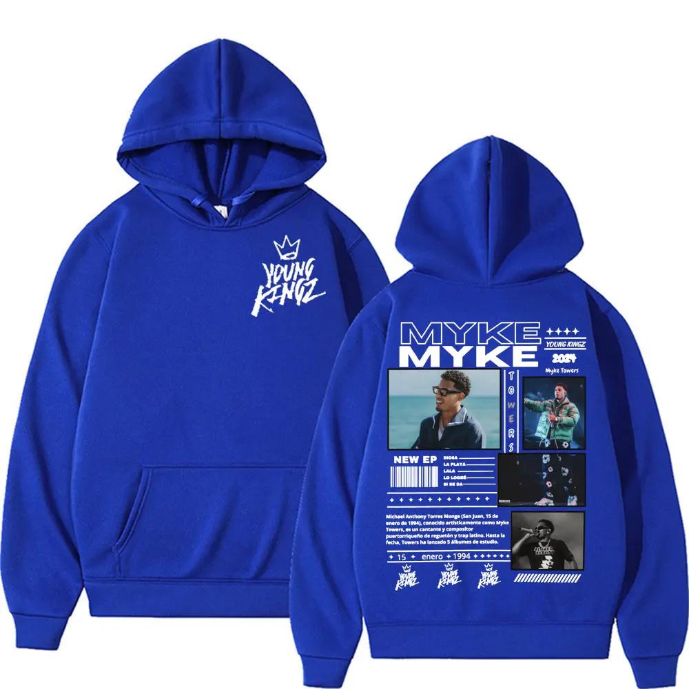 Rapper Myke Towers Men Plus Size Hoodie Hip Hop Rock Street Outdoor Casual Pop Long Sleeve Y2K Warm Fall Sweatshirt Clothing