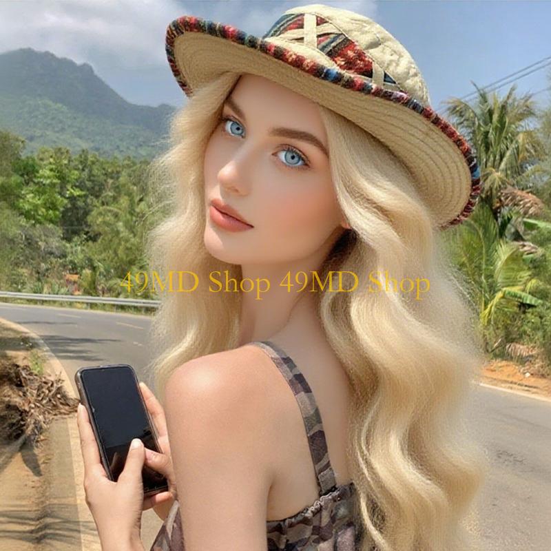 49MD National Fisherman Hat Ethnic Print Cotton Blend Foldable Summer Beach Parties Cap