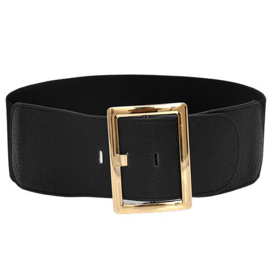 

Women Belt Solid Color All Match Faux Leather Vintage Single Circle Cummerband Fashion Accessory чорний