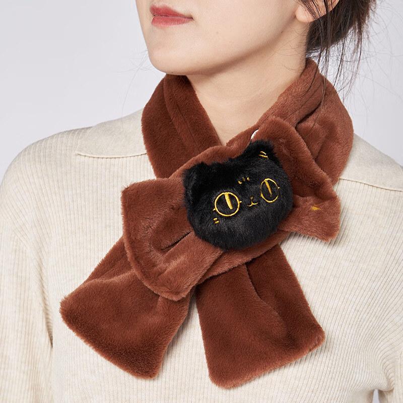Plush Bastet Cat Bow Winter Scarf