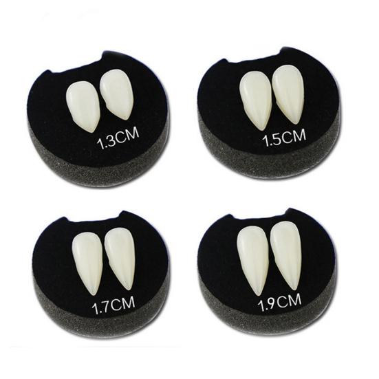 2Pcs Fake Luminous Vampire Teeth Fangs Dentures Halloween Cosplay Party Favors