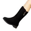 But Knee Warm Velvet Medium Boots Cotton Shoes Snow Boots Women's 2025 Autumn and Winter New Flat-bottomed Versatile Martin Boots