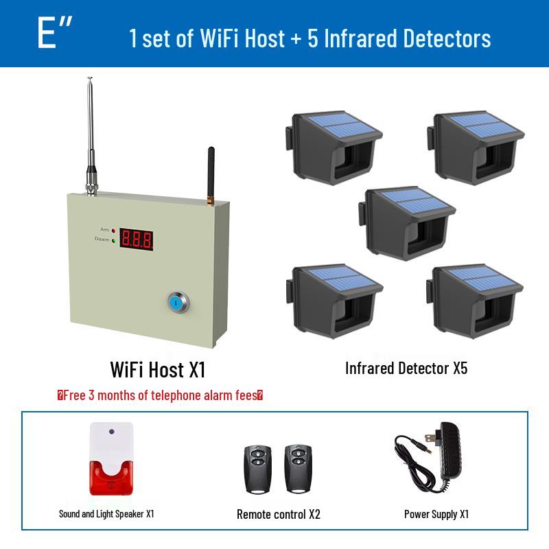 Black Iron Solar Wireless Anti-Theft Infrared Security Alarm for Fish Ponds and Orchards