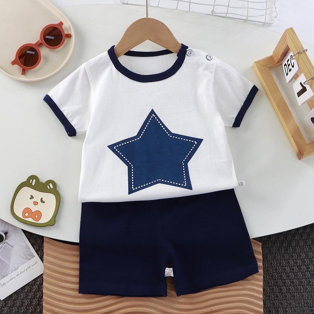 Kids Cotton Cartoon T-Shirt and Shorts Set Baby Boy Girl  Casual Outfit Children Clothes Set